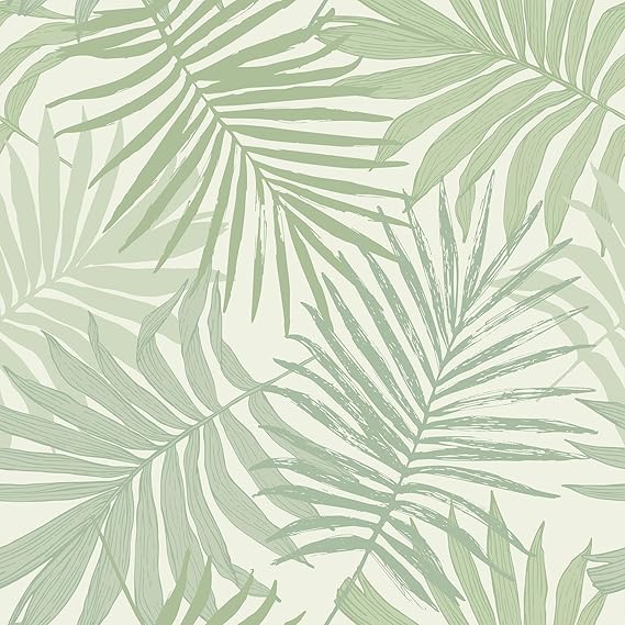 VEELIKE Boho Palm Leaf Peel and Stick Wallpaper Green Tropical Wallpaper for Bedroom Bathroom Renters 17.7''x118'' Prepasted Self Adhesive Tropical Leaf Contact Paper for Cabinets Drawers Shelves