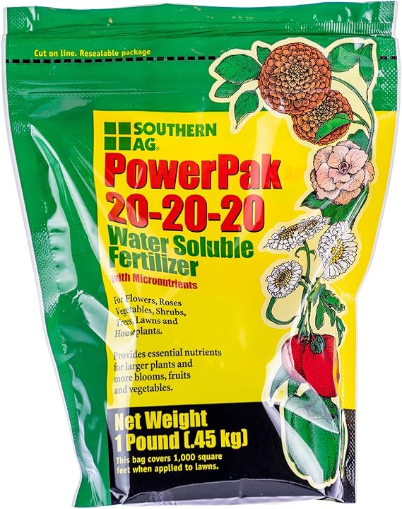 Southern Ag PowerPak 20-20-20 Water Soluble Fertilizer with micronutrients (1 LB)