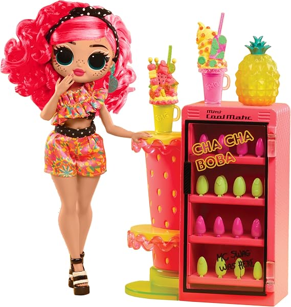 LOL Surprise OMG Sweet Nails Pinky Pops Fruit Shop with 15 Surprises, Including Real Nail Polish, Press On Nails, Sticker Sheets, Glitter, 1 Fashion Doll, and More! Great Gift for Kids Ages 4+
