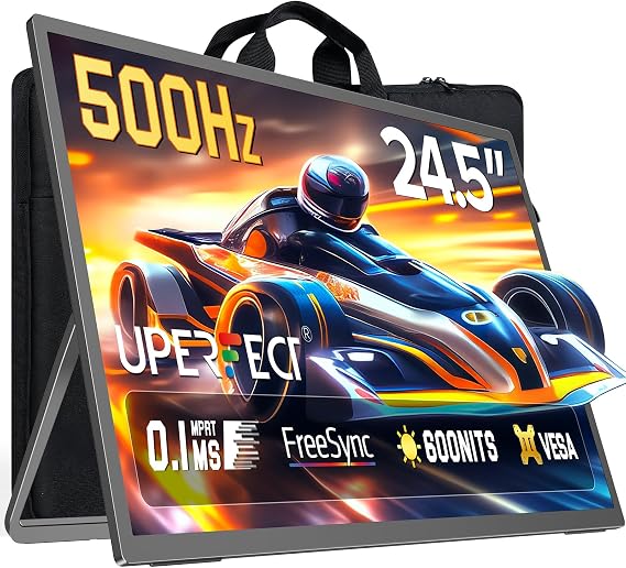 UPERFECT 24.5'' Portable Monitor 500Hz 600 Nits Second Screen for Laptop/PC