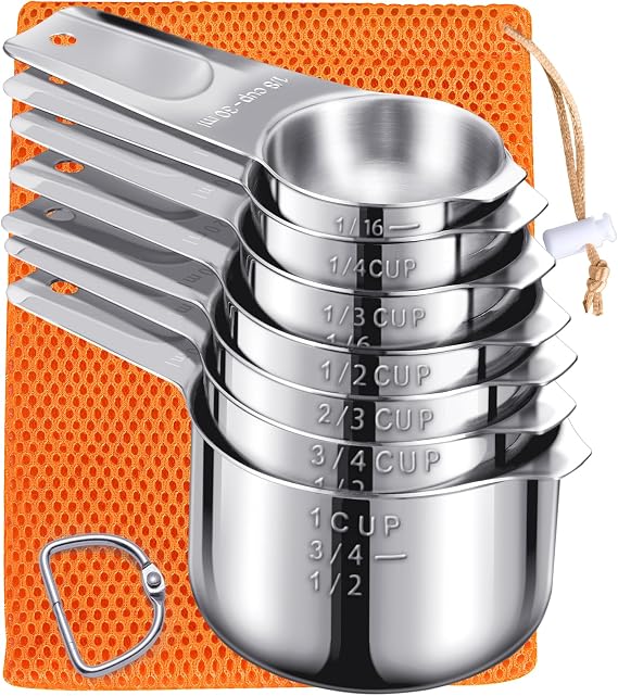 Measuring Cups Set, 7PCS Stainless Steel Engraved Markings Kitchen