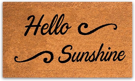 PLUS Haven Coco Coir Home Entrance Door Mat 17x30-in. Hello Sunshine Welcome Mat - Heavy Duty Doormat for Outdoor & Indoor Use