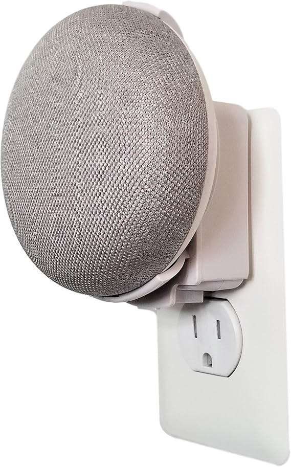 Google Home Mini バックパック: Googleの家庭用ミニボイスアシスタント用 シンプルでクリーンなコンセントウォールマウントハンガースタンド コードラッピング不要 アメリカで設計 1-Pack ホワイト 757347514348