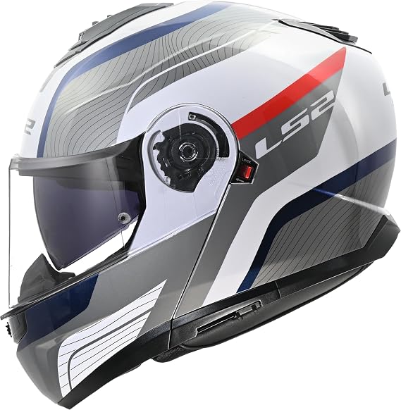 LS2 Unisex Strobe Ii Monza White Blue Red Modularer Motorradhelm