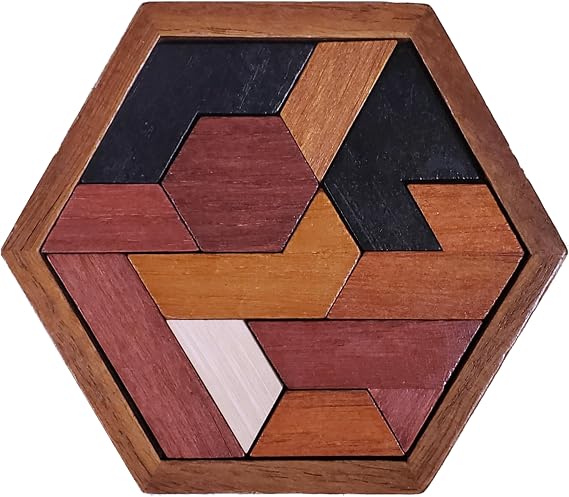 Hexagon Wooden Puzzle Toy - Brain Teasers - Brain Teaser Puzzles for Adults and Kids