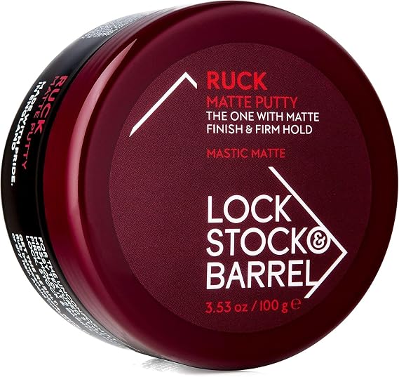 Lock Stock & Barrel Ruck Matte Hair Putty for Men, Firm Hold, Natural Matte Finish, Texturising Styling Clay for Short Hair, 100g.