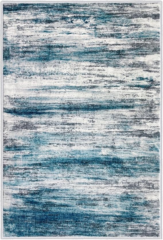 KOZYFLY 2PCS Modern Abstract Hallway Runner 2x8 and 2x3 Small Area Rugs Washable Kitchen Rug Non-Slip for Entryway Bathroom Laundry Room