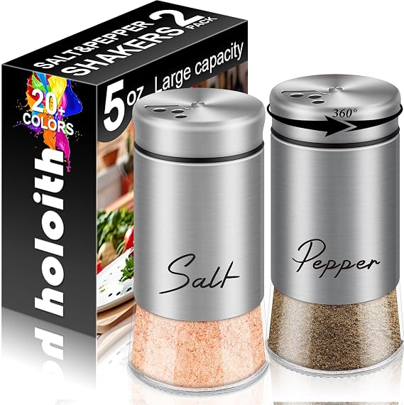 Stainless Steel Salt and Pepper Shakers Set, 5 oz