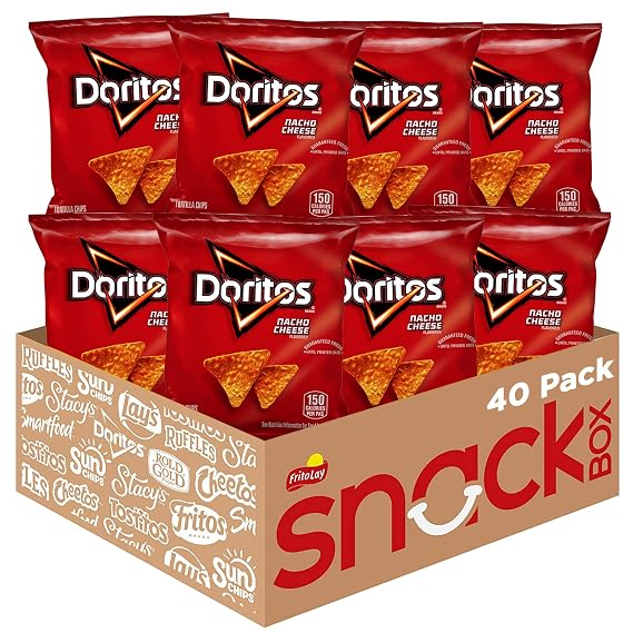 Doritos Flavored Tortilla Chips, Nacho Cheese, 1 Ounce (Pack of 40)