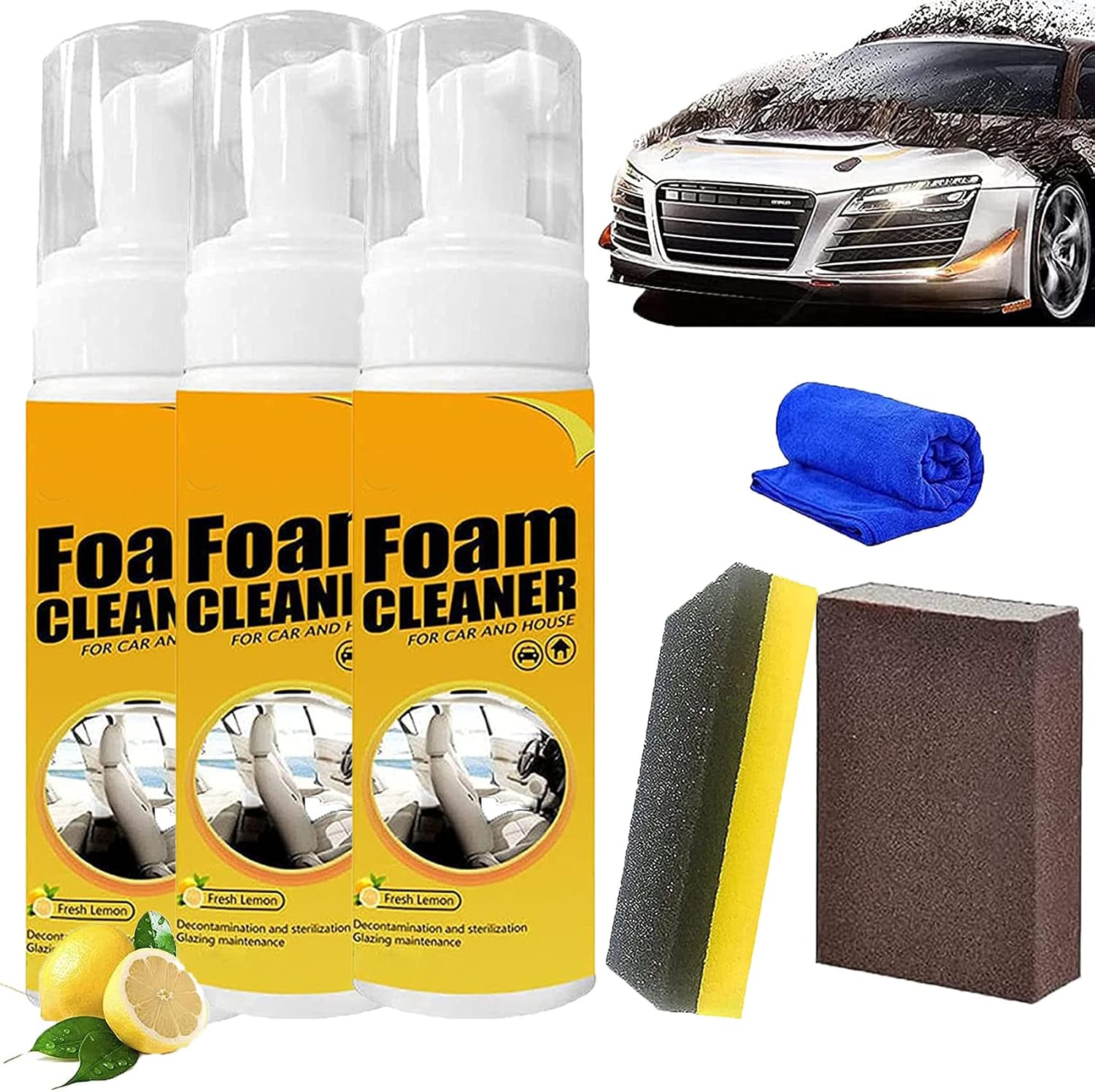 Ypooy Foam Cleaner, All Around Master Foam Cleaner, Multifunctional Car Foam Cleaner, 2023 New Multipurpose Foam Cleaner, Foam Cleaner for Car, Multi Purpose Foam Cleaner 30 ML,3 PCS