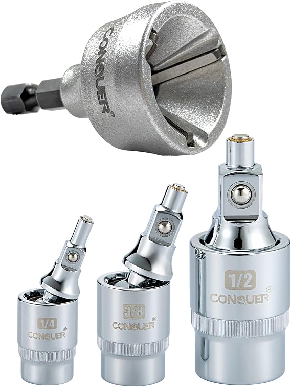 CONQUER Precision Tool Kit Bundle: Magnetic Socket Extension Set + Deburring External Chamfer Tool