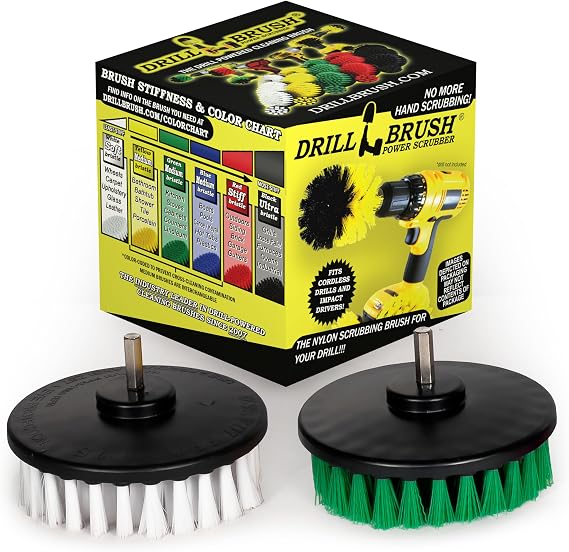 Drill Brush - Clean Stove, Oven Rack, Sink, Tile, Counter, Cabinets, Floors | Kitchen Tools - Grout Cleaner - Large Spin Brush Kit - Glass Cleaner - Upholstery, Leather, Fabric, Vinyl - Carpet Cleaner