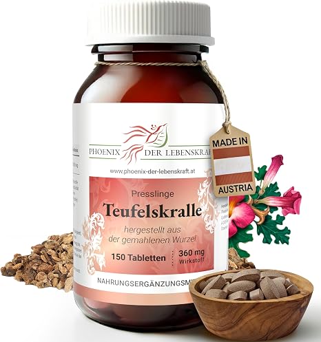 Teufelskralle Tabletten - 360 mg Wirkstoff Harpagophytum Premium Qualität Hergestellt in Österreich Tabletten statt Kapseln Vegan