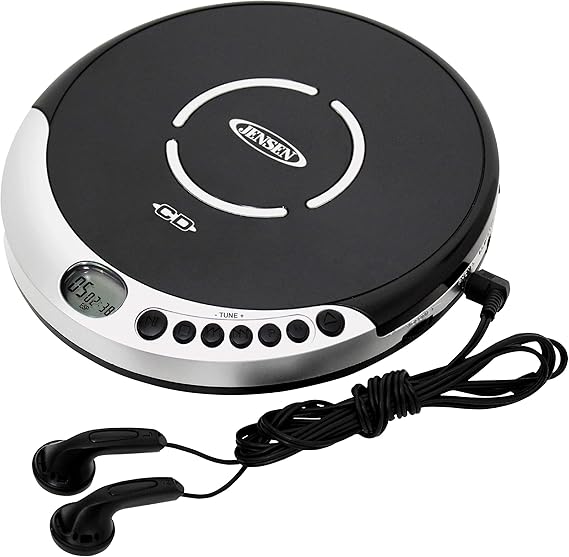 Jensen Portable CD Player with Bass Boost, Silver, JENCD60R