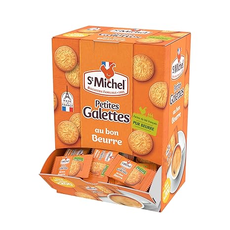 St-Michel - Small Pure-Butter French Galettes - Coffee Side, Individually Wrapped - Petites Galettes tout au beurre - 200 Pieces Dispenser - 700g