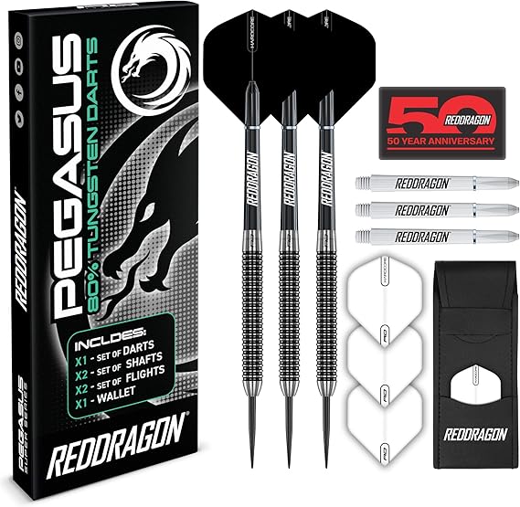 RED DRAGON Darts Pegasus Original | Pegasus Switch Points - Powered by Winmau Darts Metal Tip | Professional Tungsten Dart Set | 21g, 22g, 23g, 24g, 25g, 26g, 28g, 30g | Amazon Dart Set with Case