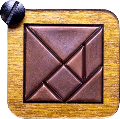 Tangram Puzzle in Solid Copper with Wooden Case
