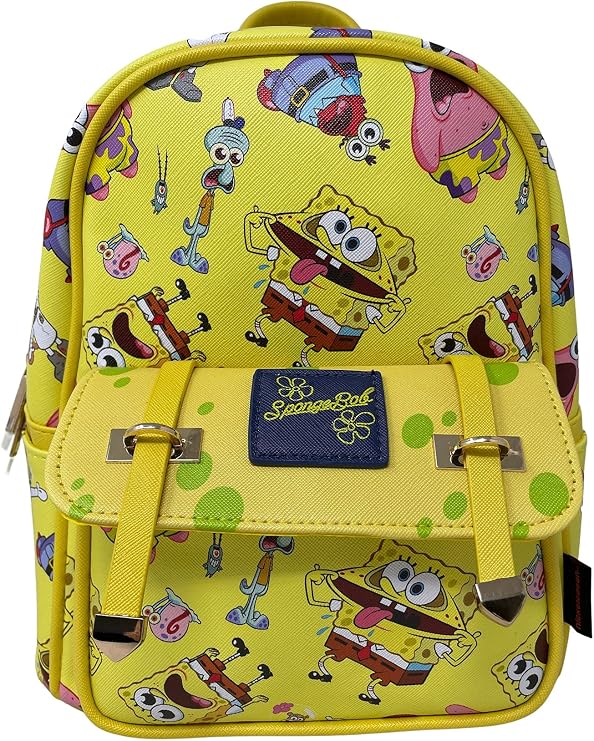 KBNL SpongeBob SquarePants 11" Faux Leather Mini Backpack Yellow