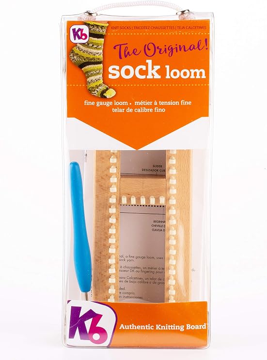 FIne Gauge Wooden Sock Loom, Authentic Knitting Board, use with Thin Yarn, Any Size Sock