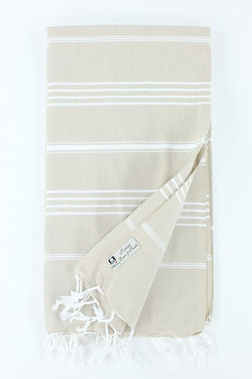 Turkish Towel Fouta Peshtemal for Beach Bath Spa Yoga Hammam Gym Pool Wrap Pareo Sarong 100% Cotton (Sand)