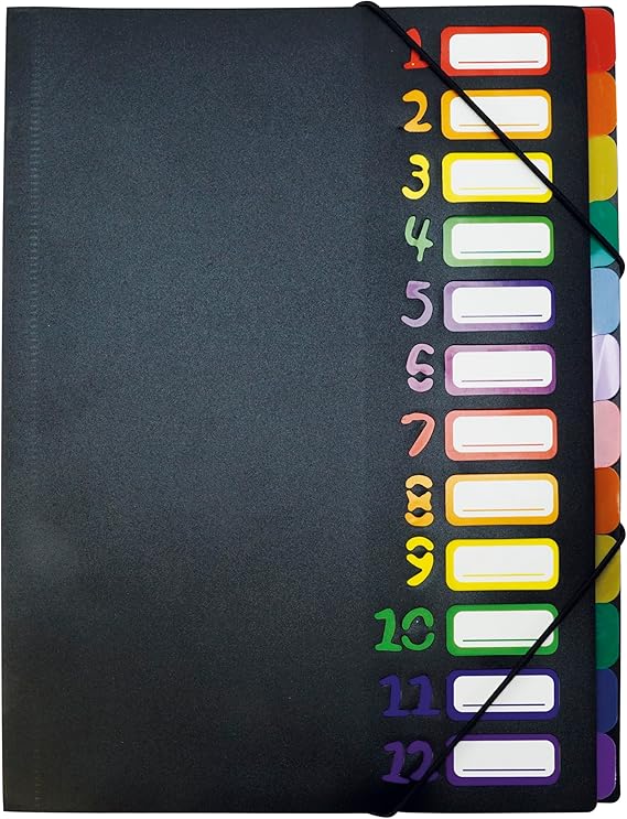 TimeTEX Tisch-Fachermappe 1-12 A4-Plus, farbig mit Verschlussgummi