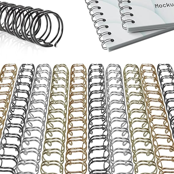 40 Pack Spiral Binding Coils, Binding Spirals, 2:1 Pitch, Binding Wire Double Loop Wire Binding Spines, Twin Spines Combs Multi Color Binding Wire Coils