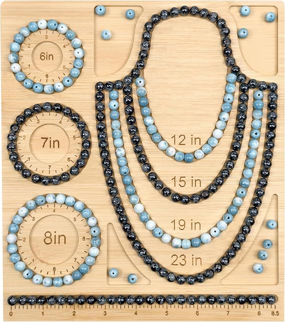 Bead Boards for Jewelry Making - Wooden Bracelet Making Bead Tray, Beading Board with Measurement for Jewelry Bracelets Necklaces Making, Beads Plate, Beading Mats Trays, Beadings Mat Layout Organizer
