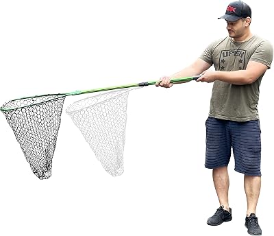 UFISH Large Fishing Net for Freshwater and Saltwater Fishing, Fish Landing Net for Salmon, Catfish, Fly, Kayak, Bass, Steelhead, Trout Fishing, Fish Net with Non-Slip Handle for Safe Fishing