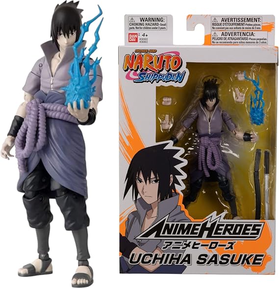 ANIME HEROES Naruto Action Figure Sasuke Uchiha | 17cm Naruto Figure Sasuke Uchiha Figure With Extra Hands And Accessories | Naruto Shippuden Anime Figure | Bandai Action Figures For Boys And Girls