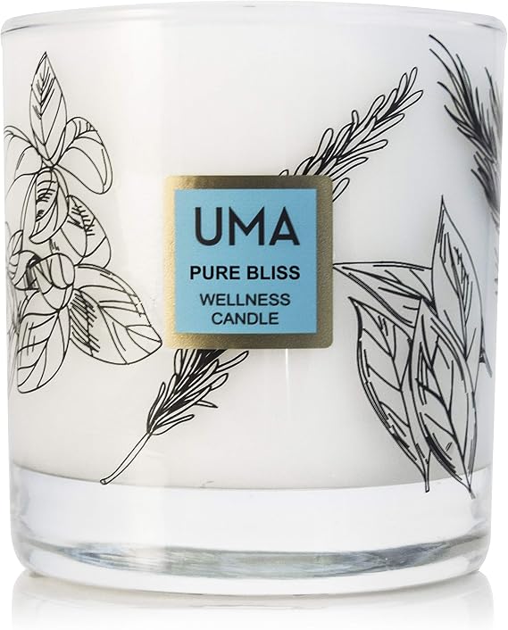 UMA Pure Bliss Wellness Relaxing Candle | 11 oz Ayurvedic Candle for Stress & Tiredness | 100% Organic Chamomile & Lavender for Meditation, Relaxation, Soothing Effects (1 Unit)