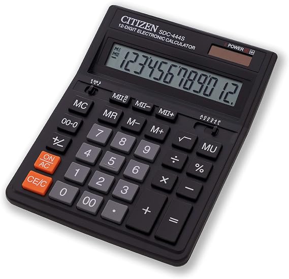Citizen SDC-444S Large Calculator, Black