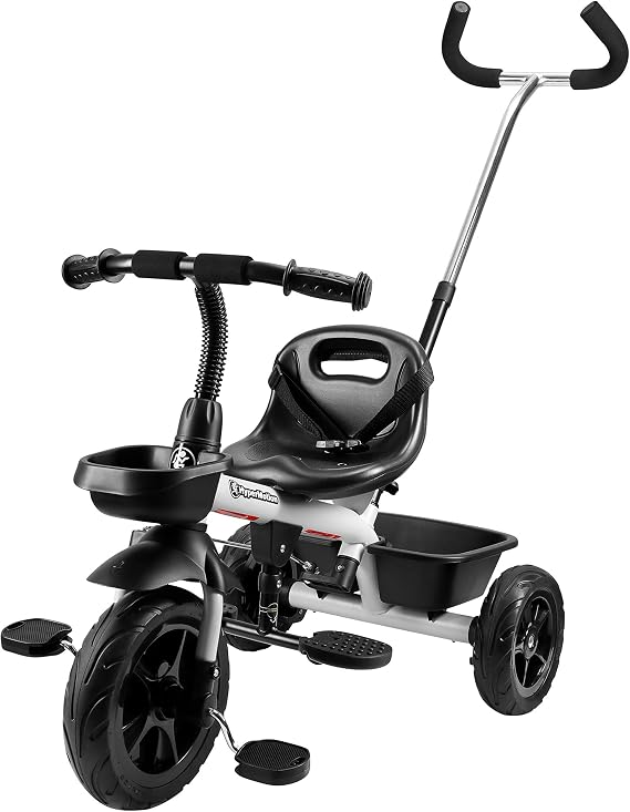 HyperMotion Baby Trike with Parent Handle, Toddler Bike, Kids' Trikes, Toddler Trike with Parent Handle, Baby Balance Bike, Lightweight Design, Grey