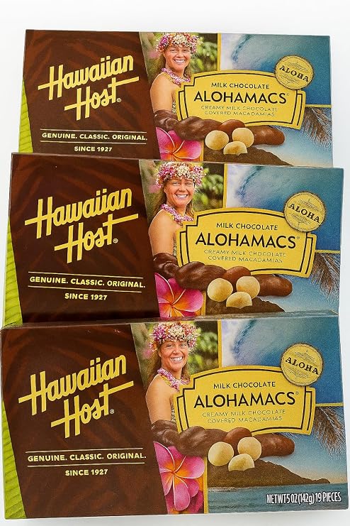 Hawaiian Host Alohamacs Milk Chocolate The Original Chocolate Covered Macadamia Nut, 3 pack 15oz
