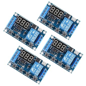 4pcs DC 6-30V Timer Relay Programmable Delay Relay Module Cycle Timer with LCD Display / 5V Micro USB, Smart Home Controller (Micro)