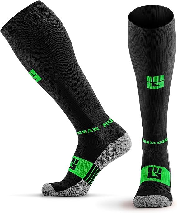 MudGear Graduated Compression Socks, Durable, Sweat-Resistant OCR Performance Socks with Cushioned Footbed, Made in USA