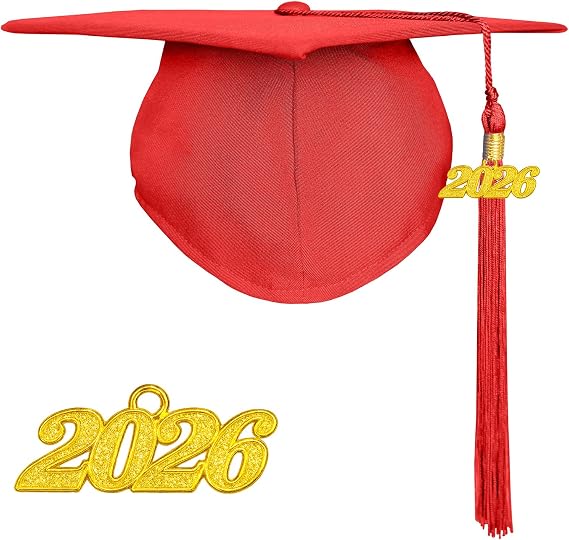 Happy Secret Matte Graduation Cap with 2026 Tassel for Adults Adjustable Elastic Unisex for High School College Ceremony