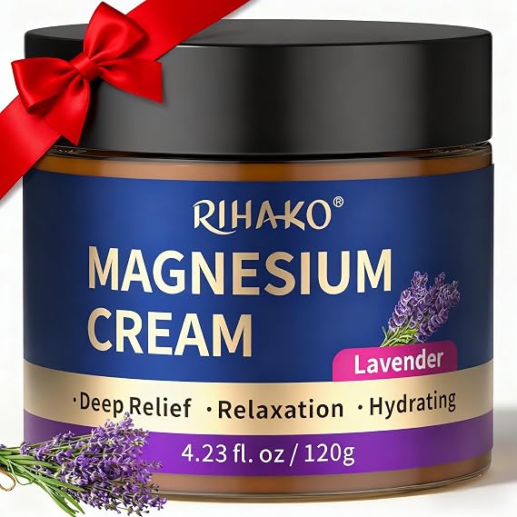RIHAKO Easter Gifts Lavender Magnesium Lotion, Nighttime Magnesium Cream for SleepRestless Legs Relief, Muscle Soreness & Leg Cramp Support Calming Lotion for Women-Womens Relaxation Gifts