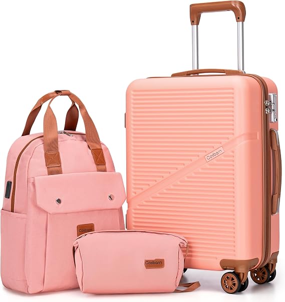 Cosbarn Carry On Luggage,3 Piece Suitcase Set,22x14x9 Airline Approved