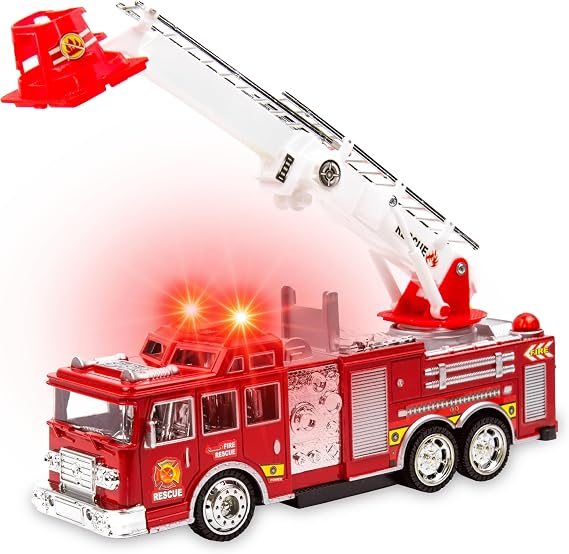 Toysery Fire Truck Toy with Flashing Lights & Siren Sounds