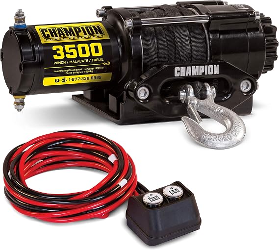 Champion Power Equipment 3500-lb. ATV/UTV Synthetic Rope Winch Kit
