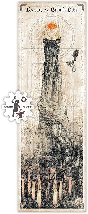 LOTR - Sauron's Tower - Barad Dur - Da Vinci Style Sketch print - 11.75x36