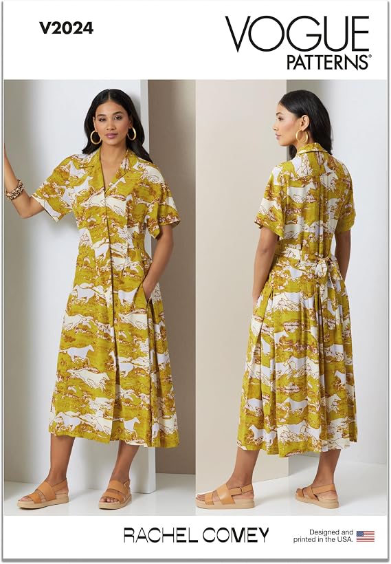 Vogue V2024H5 Misses' Loose-Fitting Midi Dress Sewing Pattern Packet by Rachel Comey, Design Code V2024, Sizes 6-8-10-12-14