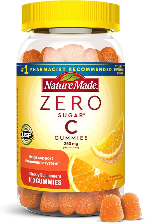 Nature Made Zero Sugar Vitamin C Gummies 250 mg per Serving, 100 Gummies