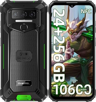 OUKITEL WP23 Plus Rugged Smartphone Unlocked 2025-24GB256GB Cell Phones, 10600mAh Battery, 6.52 Display Smartphone, 13MP Camera, 4G Dual SIM Android 14 Phone, IP68IP69KNFCGPSOTG,Green