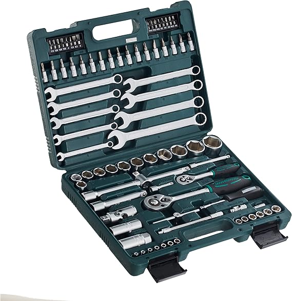 Mannesmann 82-Piece Socket Key Set 6.35 mm (1/4") and 12.7 mm (1/2") Drive Alloy Steel Wrench Set