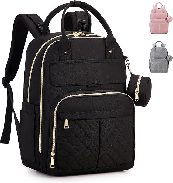 Diaper Bag Backpack, Baby Diaper Bags with Portable Changing Pad and Pacifier Case, Multifunctional Travel Diaper Backpacks, Unisex Baby Bags, Black