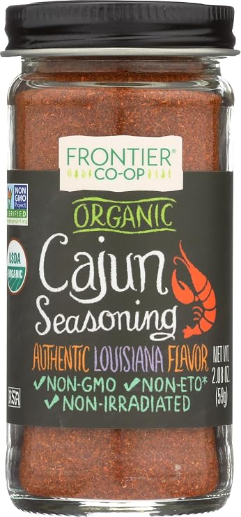 Frontier Co-op Organic Cajun Seasoning, Louisiana-Style Spice Blend for Meats, Seafood, Jambalaya, Cajun Pasta | 2.08 Ounce (Pack of 1) | Louisiana-Style Spice Blend for Meats, Seafood, Jambalaya, Cajun Pasta