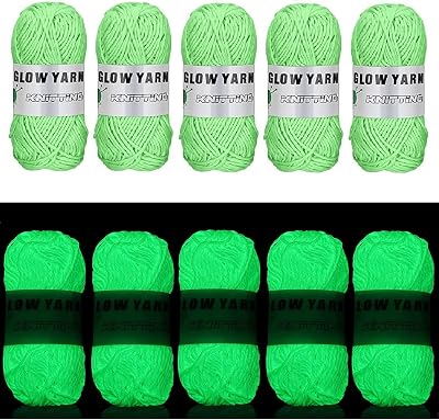 5 Rolls Glow in The Dark Yarn, 55 Yards Luminous Knitting Glowing Crochet Yarn for Crocheting, Sewing Supplies for Knitting DIY Crafts Green