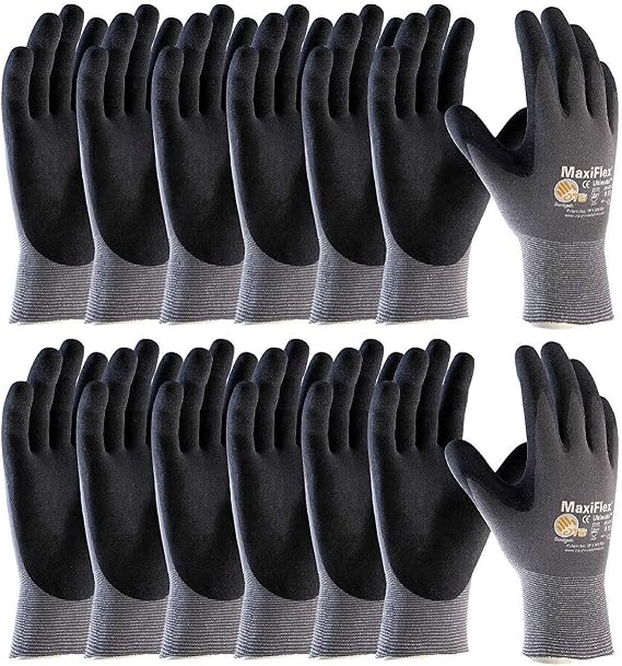 MaxiFlex Safety Work Gloves 34-874 Nitrile Micro-Foam Grip Palm & Fingers - Excellent grip and abrasion resistance
