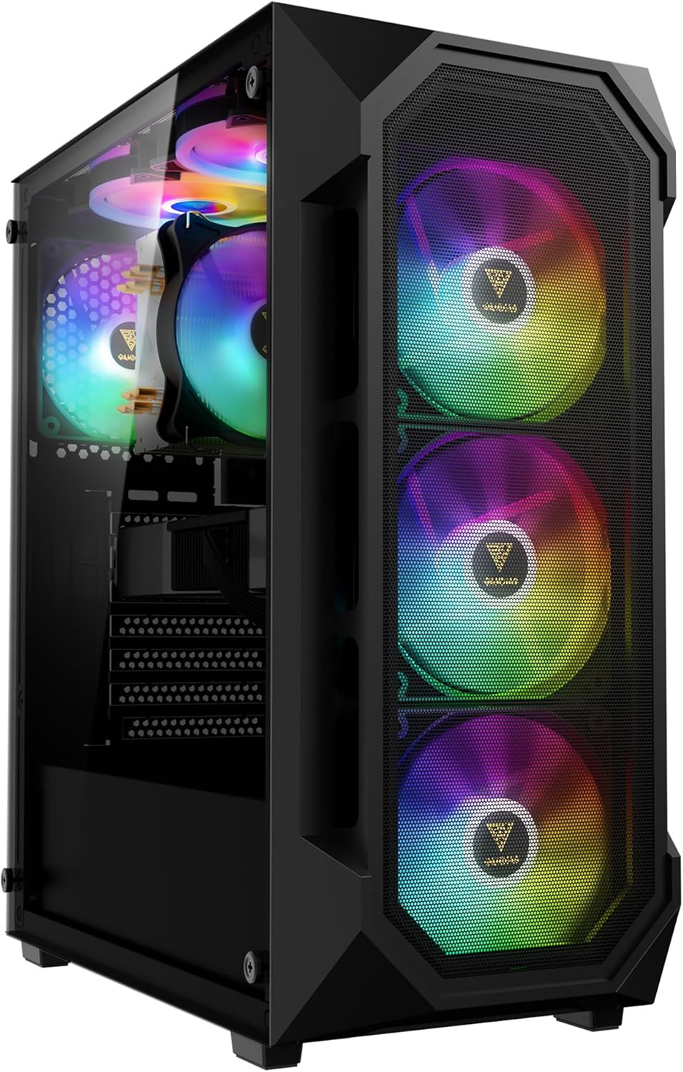 GAMDIAS AURA GC1 ELITE ARGB ATX MIDDLE TOWER PC CASE | 4x120mm ARGB Fan | High Ventilation Mesh Front Panel | Tool Free Design Tempered Glass Side Panels | Black